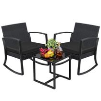 Conjunto de móveis Greesum Outdoor de 3 peças Patio Bistro Black