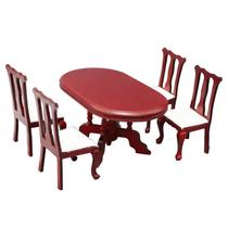 Conjunto de móveis Miniature Dollhouse 1:12 Redwood Dining Table