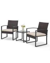 Conjunto de Móveis para Área Externa Bezseller 3 Peças em Rattan com Estrutura de Aço Conjunto de Móveis para Área Externa Bezseller 3 Peças em Rattan com Estrutura de Aço