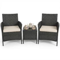 Conjunto de Móveis para Área Externa GAOMON de 3 Peças em Rattan Preto