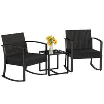 Conjunto de Móveis para Área Externa Homall 3 Peças com Cadeiras de Balanço em Resina Conjunto de Móveis para Área Externa Homall 3 Peças com Cadeiras de Balanço em Resina