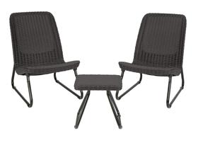 Conjunto de Móveis para Área Externa Keter Rio 3 Peças em Resina com Efeito Rattan Cinza Conjunto de Móveis para Área Externa Keter Rio 3 Peças em Resina com Efeito Rattan Cinza