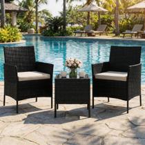 Conjunto de Móveis para Área Externa MilleLoom de 3 Peças em Rattan Conjunto de Móveis para Área Externa MilleLoom de 3 Peças em Rattan