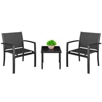 Conjunto de Móveis para Jardim Homall 3 Peças Textilene Preto Conjunto de Móveis para Jardim Homall 3 Peças Textilene Preto