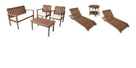 Conjunto de Móveis Sofás mais Espreguiçadeiras e Mesa de Apoio Calis Conjunto de Móveis Sofás mais Espreguiçadeiras e Mesa de Apoio Calis