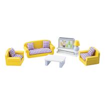 Conjunto de móveis Tidlo Wooden Doll's House Living Room 9 peças