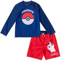 Conjunto de Natação Pokémon Pikachu para Meninos (7 anos) - Rash Guard e Calções