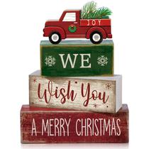 Conjunto de Natal de madeira Decorative Sign Lineshading Red Truck