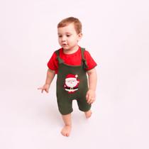 Conjunto De Natal Infantil Jardineira Com Camiseta Baby Luxo
