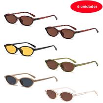 Conjunto De Óculos De Sol Retro Femininos Com Pequena Armação Elíptica 6 Peças Design Simples Óculos Conjunto De Óculos De Sol Retro Femininos Com Pequena Armação Elíptica 6 Peças Design Simples Óculos