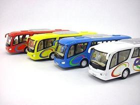 Conjunto de ônibus KinsFun Pavlysh Diecast com 4 brinquedos de metal Pull Back Conjunto de ônibus KinsFun Pavlysh Diecast com 4 brinquedos de metal Pull Back
