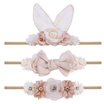Conjunto de orelhas Hairband Cherrboll, 3 peças, Baby Girl Flower Bunny