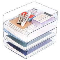 Conjunto de organização de escritório CiwiVoki Clear PET Letter Tray x4 Conjunto de organização de escritório CiwiVoki Clear PET Letter Tray x4