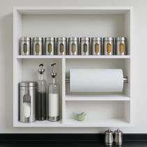 Conjunto de Organização para Cozinha, Potes de Tempero Porta Papel Toalha, Porta Condimentos Branco Conjunto de Organização para Cozinha, Potes de Tempero Porta Papel Toalha, Porta Condimentos Branco