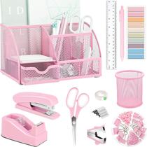 Conjunto de Organizador de Mesa Scindaly 12 Peças Rosa para Escritório Conjunto de Organizador de Mesa Scindaly 12 Peças Rosa para Escritório