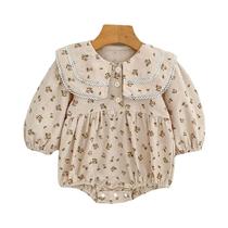 Conjunto De Outono Para Bebês Meninas: Vestido Floral De Princesa E Macacões Combinando Para Irmãs - Conjunto De Outono Para Bebês Meninas: Vestido Floral De Princesa E Macacões Combinando Para Irmãs -