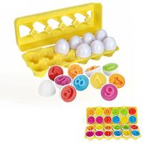 Conjunto de ovos combinando Reconhecimento Montessori de cores e números