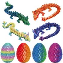 Conjunto de ovos de dragão, animais de cristal impressos em 3D para crianças, 4 unidades