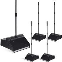 Conjunto de Pá de Lixo Leumoi 4 Peças com Cabo Longo de 93 cm Preto