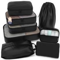 Conjunto de Packing Cubes Shacke - 8 Peças para Viagem - Leve e Preto