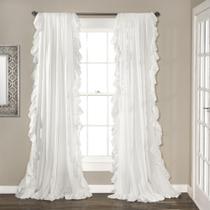 Conjunto de painéis de cortina Lush Decor Reyna Ruffle 137 cm x 213 cm branco
