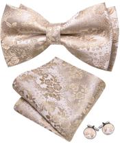 Conjunto de Pajarita Formal Floral Champagne Barry.Wang de Seda