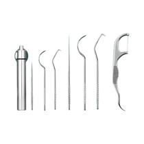 Conjunto De Palitos De Dente Portáteis De Aço Inoxidável Com Chaveiro, Kit De Limpeza Dental