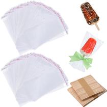 Conjunto de palitos de picolé e sacos plásticos Patelai 500 unidades