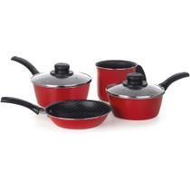 Conjunto de Panela 04 Peças Vermelho Aluminio Antiaderente Linha Essencial Multiflon