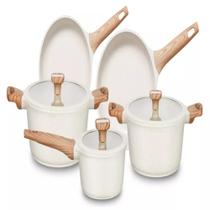 Conjunto De Panela 5 Peça Titanium Bege Indução Cerâmica MTA