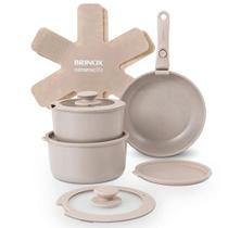 Conjunto de Panela Areia com 3 Peças com Cabo Removível - BRINOX Conjunto de Panela Areia com 3 Peças com Cabo Removível - BRINOX