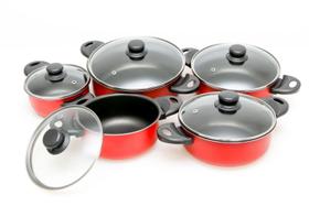 Conjunto De Panela Caçarola 5 Peças Antiaderente Teflon