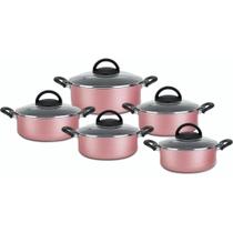 Conjunto De Panela Caçarola 5 Peças Antiaderente Teflon- Rosa Conjunto De Panela Caçarola 5 Peças Antiaderente Teflon- Rosa
