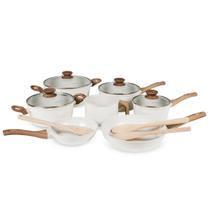 Conjunto de Panelas 10 Peças Vanilla Jogo Cerâmica Tripla Camada Antiaderente Soft Touch Brinovar