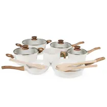 Conjunto de Panelas 10 Peças Vanilla Jogo Cerâmica Tripla Camada Antiaderente Soft Touch Brinovar