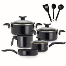 Conjunto De Panelas 11 Peças Esmaltada Dona Bella Indução Cor Preto Conjunto De Panelas 11 Peças Esmaltada Dona Bella Indução Cor Preto