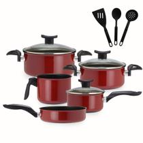 Conjunto De Panelas 11 Peças Esmaltada Dona Bella Indução Cor Vermelho