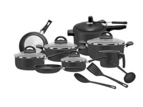 Conjunto De Panelas 11 Peças Preto Com Panela De Pressão