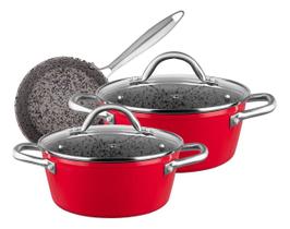 Conjunto de panelas 3 peças antiaderente Stoneflon Granito Mta