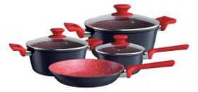 Conjunto de Panelas 4 Peças Antiaderente com Tampa em Vidro Color Stone Titânio Euro Home Conjunto de Panelas 4 Peças Antiaderente com Tampa em Vidro Color Stone Titânio Euro Home