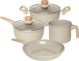 Conjunto de panelas 4 peças com revestimento cerâmico marble edition cinza dust