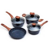 Conjunto De Panelas 4 Peças Stone Induction Preto Thika Conjunto De Panelas 4 Peças Stone Induction Preto Thika