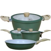 Conjunto de Panelas 4 Peças Verde Revestimento Cerâmico