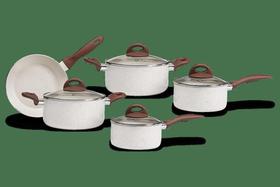 Conjunto de Panelas 5 peças antiaderente Ceramic Life com fundo de indução Vanilla Brinox