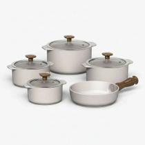 Conjunto de Panelas 5 Peças Cerâmica Slim Vanilla Ceraflame