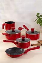 Conjunto De Panelas 5 Peças Inducao Red Mimo Style