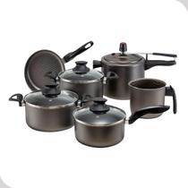 Conjunto de Panelas 6 Peças Prestige com Tampa de Vidro Grafite Marcolar