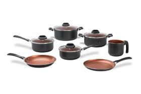 Conjunto de Panelas 7 Peças Pro-flon Antiaderente Cinza Range Topázio 7233103 Brinox