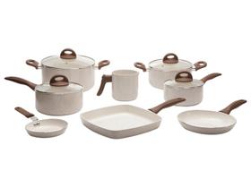 Conjunto de Panelas 8 Peças Antiaderente Ceramic Life Smart Plus Vanilla 4791105 Brinox