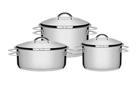 Conjunto de Panelas Aço Inox 3 peças Solar Tramontina.